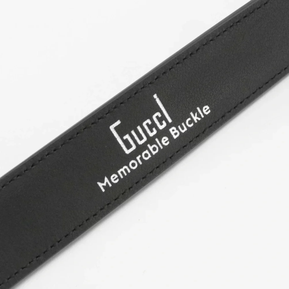 Gucci Black Leather Belt with Floral Silver Buckle